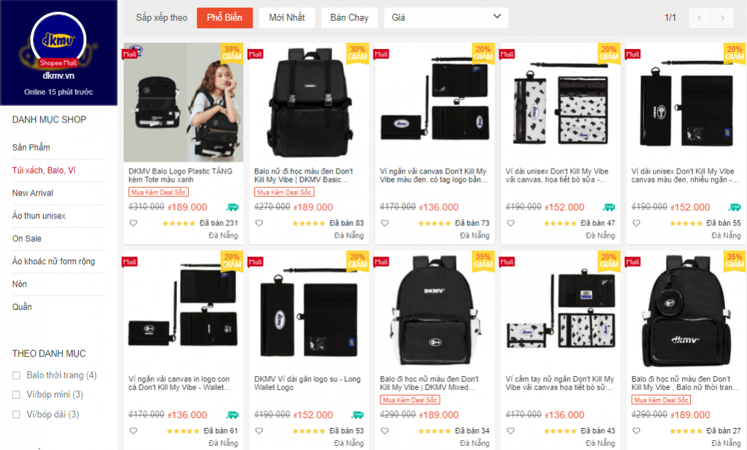 shop bán balo uy tín trên shopee