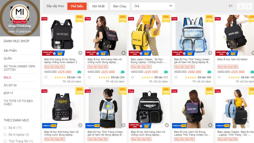 Midori Workshop – shop bán balo uy tín trên shopee