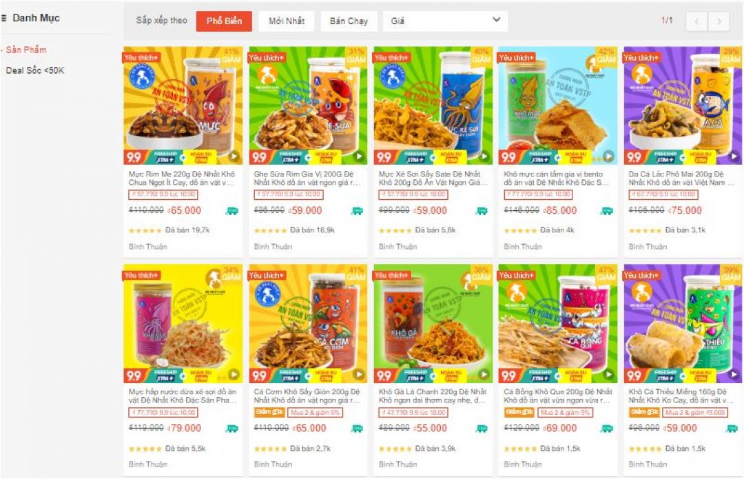 Top 10 shop bán đồ ăn vặt uy tín trên Shopee 19 Đồ ăn vặt tại Đệ Nhất Khô.
