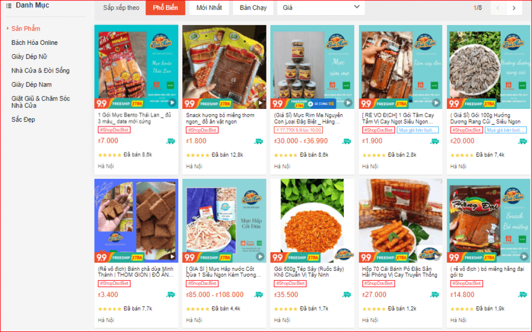 Top 10 shop bán đồ ăn vặt uy tín trên Shopee 7 Đồ ăn vặt tại tiệm tạp hoá Bích Ngân.