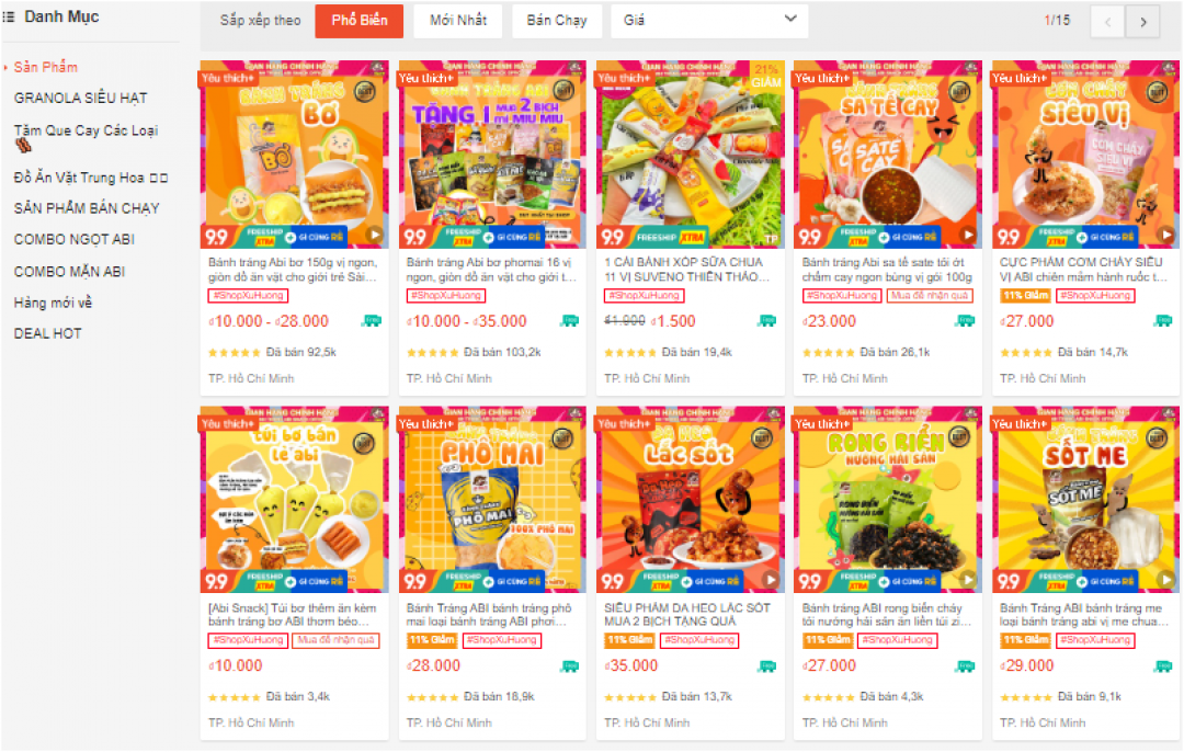 Top 10 shop bán đồ ăn vặt uy tín trên Shopee 15 Shop bán đồ ăn vặt uy tín trên Shopee BÁNH TRÁNG ABI SNACKS OFFICIAL