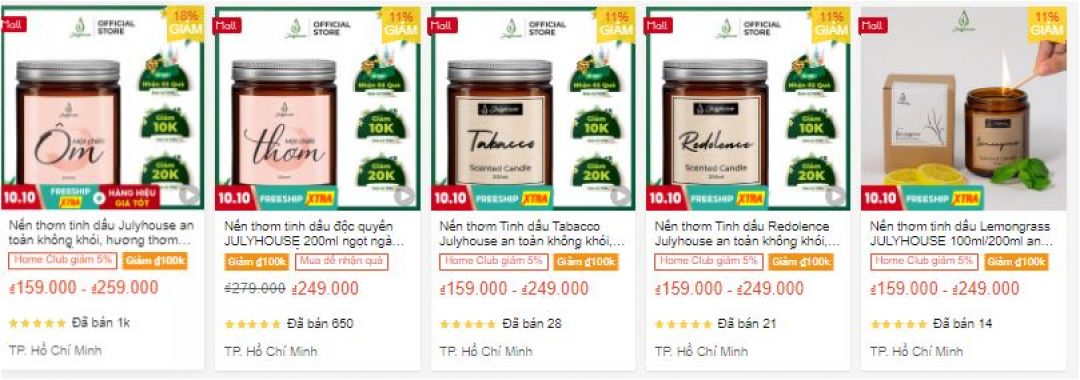 Review 8 shop bán nến thơm chất lượng trên Shopee 8 Shop bán nến thơm chất lượng trên Shopee - Julyhouse Official Store