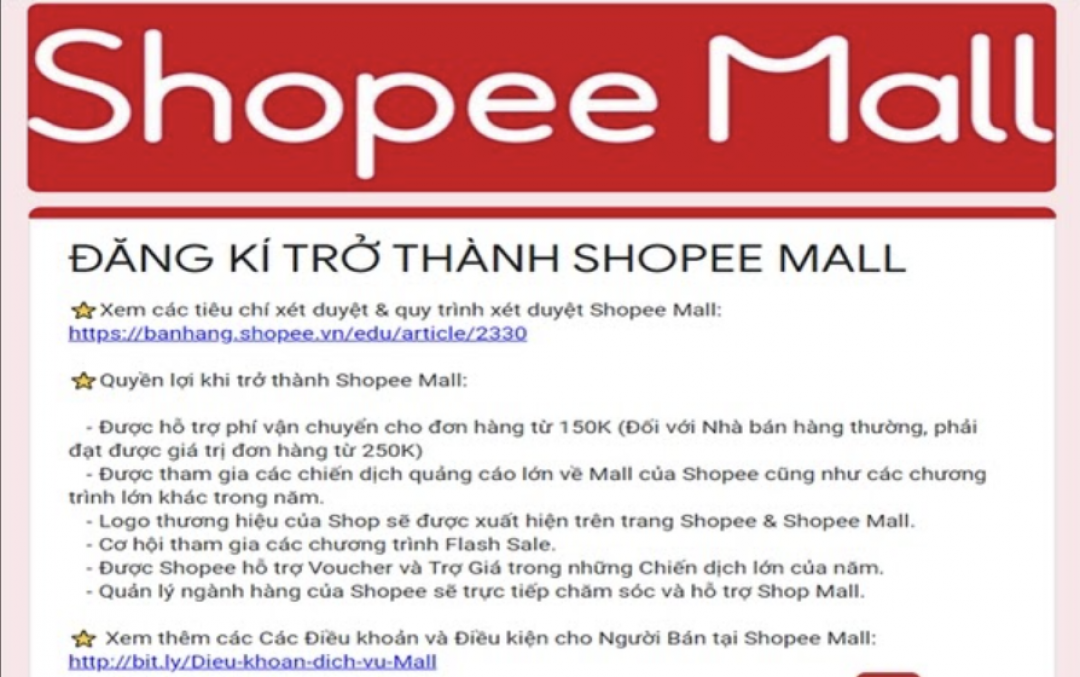 Quyền lợi khi đăng kí Shopee Mall