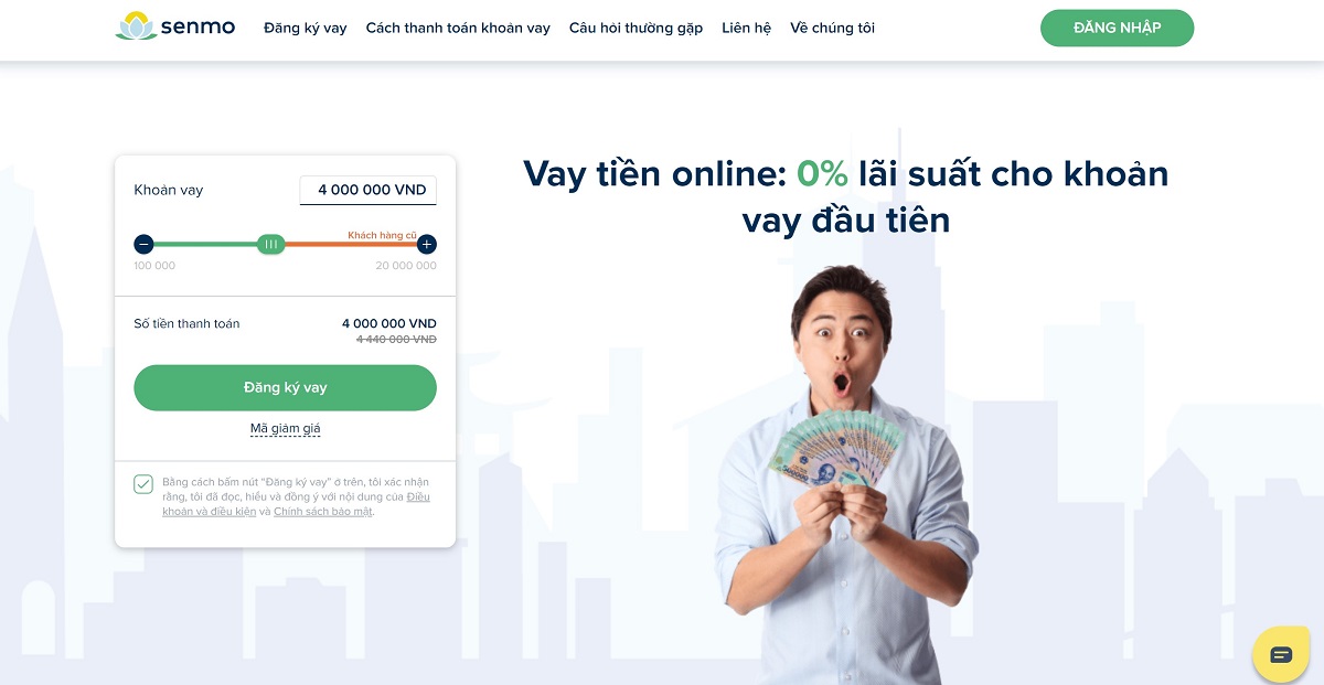 Trang chủ website của Senmo