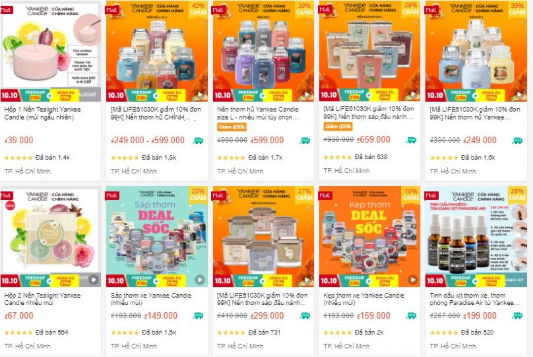 Review 8 shop bán nến thơm chất lượng trên Shopee 4 Shop bán nến thơm chất lượng trên Shopee - Yankee Candle Official Store
