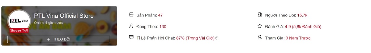 5 shop bán đồ ăn dặm uy tín trên Shopee dành cho bạn 8 Thông tin về PTL Vina Official Store