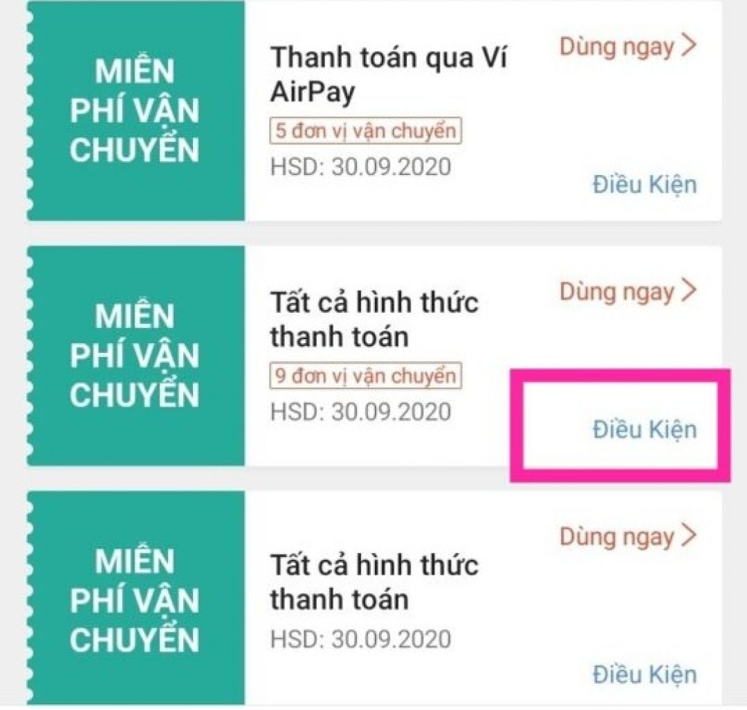 Mã miễn phí vận chuyển