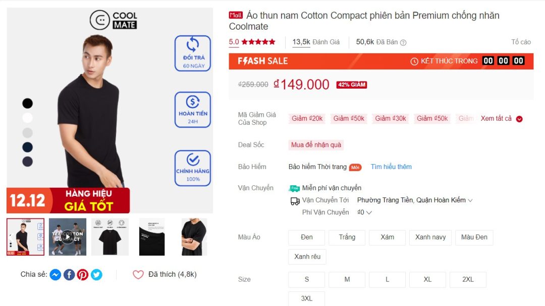 Áo thun nam Cotton Compact phiên bản Premium