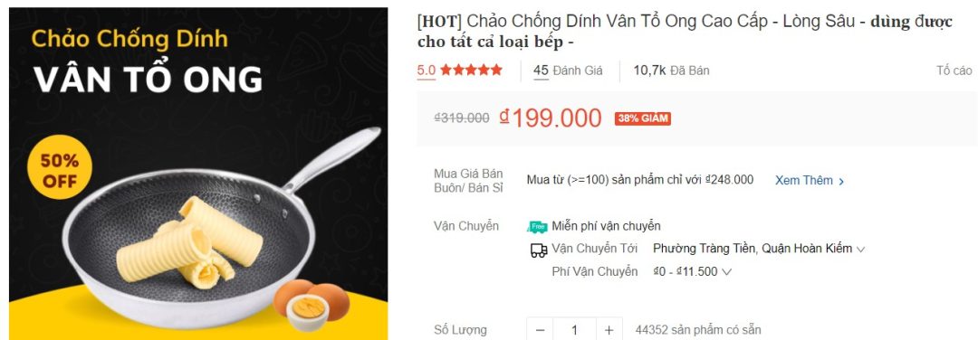 10 mẫu chảo chống dính tốt trên Shopee 10 Chảo chống dính vân tổ ong cao cấp