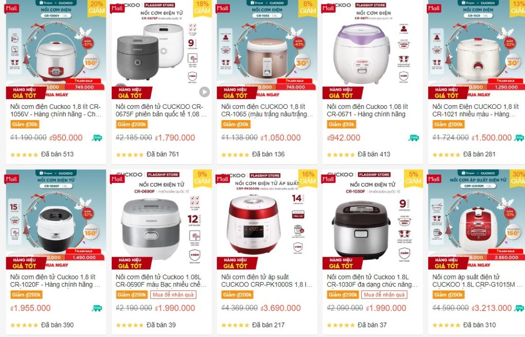 một số mẫu nồi cơm điện Cuckoo 