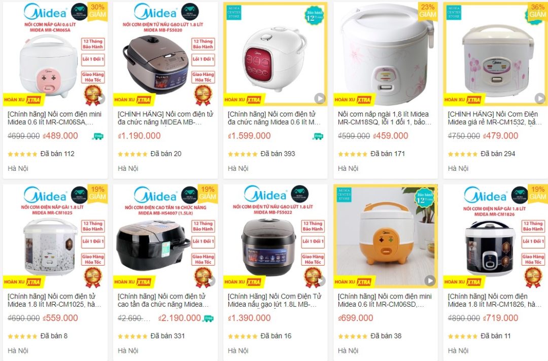 một số mẫu nồi cơm điện Midea 
